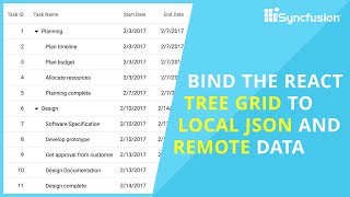 Bind the React Tree Grid to Local JSON and Remote Data