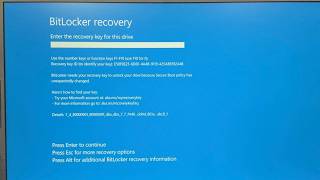 BitLocker recovery | Enter the recovery key for this drive