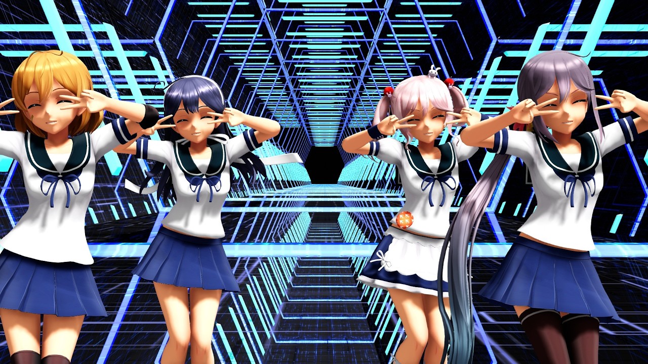 [MMD]艦これ 朧・曙・漣・潮 ハイファイレイヴァー｛着衣有り｝