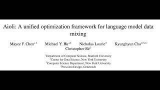 Aioli: A unified optimization framework for language model data mixing Profile