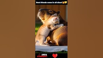 #AnimalFriendship #CuteKitten #Capybara