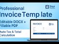 Professional Sales Invoice Template 1| Fillable PDF with Auto Calculation #InvoiceTemplate