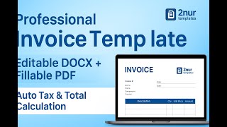 Professional Sales Invoice Template 1|  Fillable PDF with Auto Calculation   #InvoiceTemplate