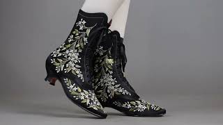 Flora Womens Embroidered Boots - American Duchess x Bata Shoe Museum