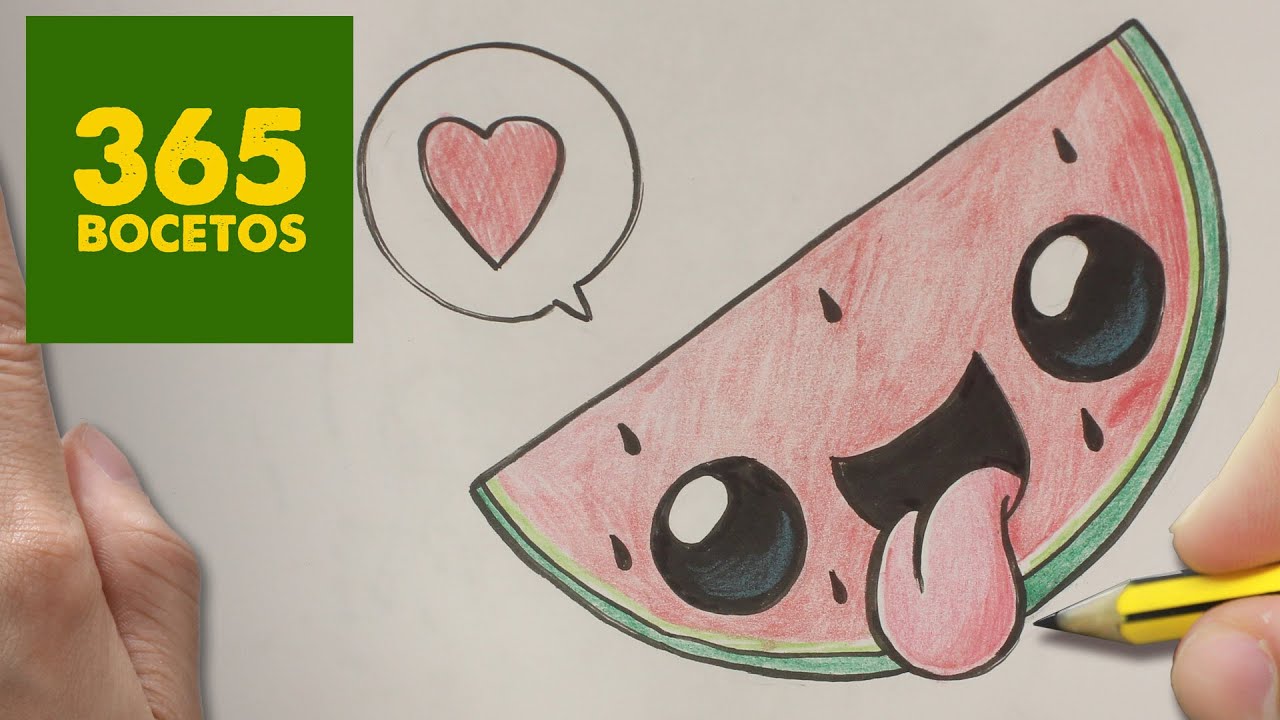 COMO DIBUJAR SANDIA KAWAII PASO A PASO - Dibujos kawaii faciles - How to  draw a Watermelon - thptnganamst.edu.vn