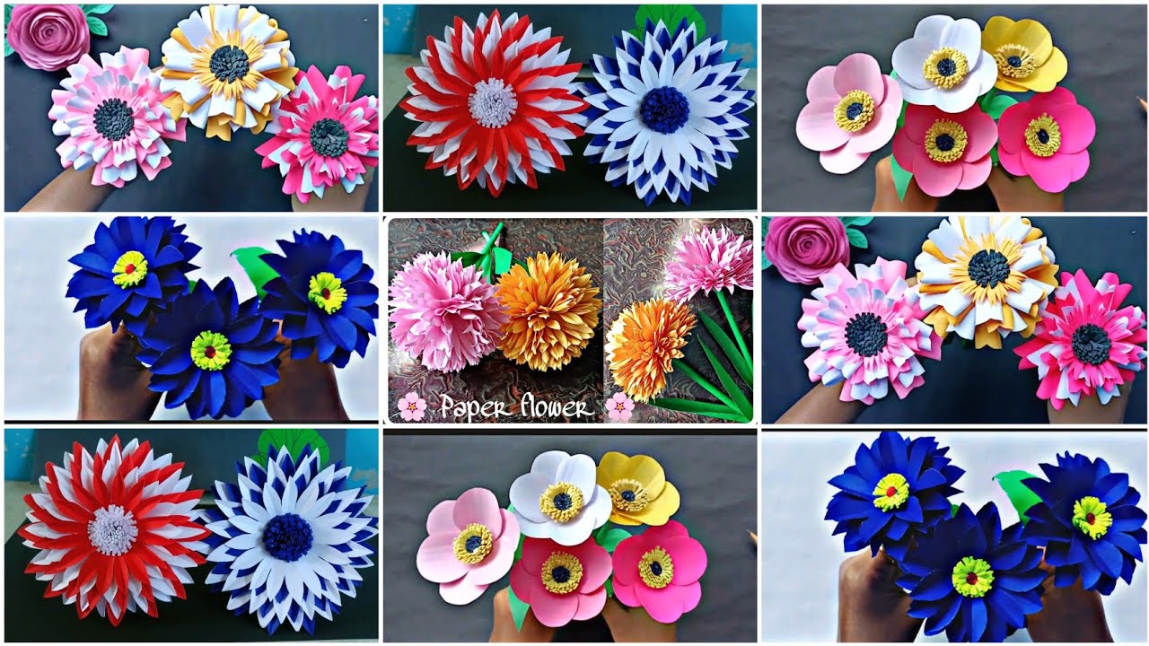 5 Easy and Beautiful Paper Flower Making Ideas // Paper Flower Craft