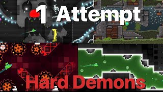 1 Attempt On Every Hard Demon I Have Completed! (Geometry Dash)