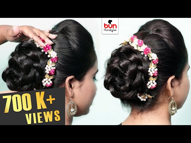 South indian wedding guest hairstyles Tamil | Puff with bun hairstyles |  puff hairstyle tricks - YouTu… | Hair puff, Indian bun hairstyles, Wedding  guest hairstyles