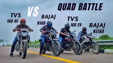 Tvs Apache 160 2v bs7 Vs Tvs apache 160 4v vs Bajaj pulsar n160 vs pulsar ns160 | 160 cc Quad Battle