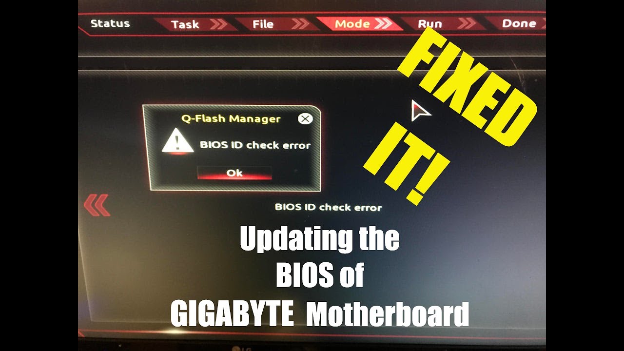 gigabyte bios id error