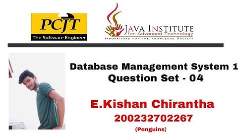 Database Management System | Question Set 04 | Kishan Chirantha | Java Institute
