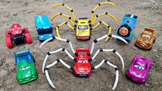 Sulap Merakit Mainan Kereta Api Thomas and Friends, Car Eater, Upgrade Lighting McQueen Eater Spider