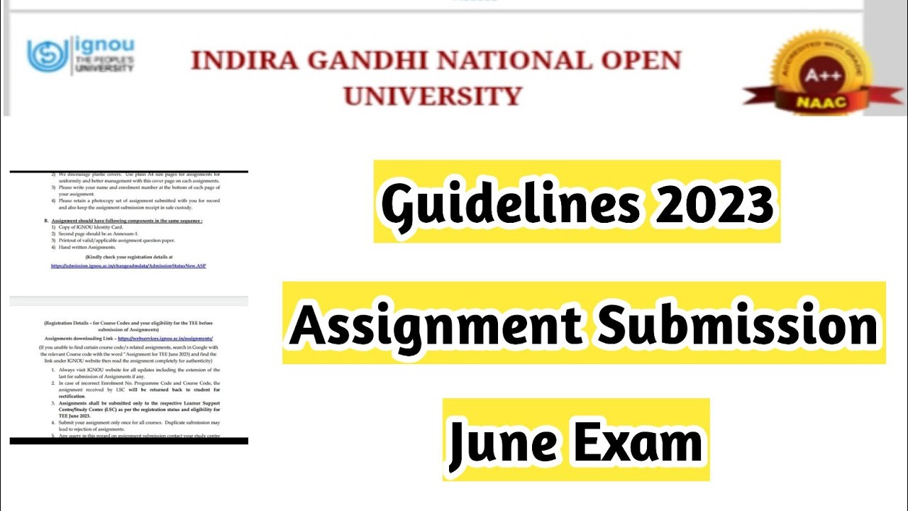 ignou assignment submission guidelines june 2023