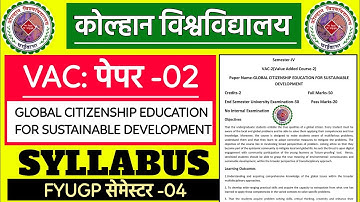#vac 2 sem 4 global citizenship education for sustainable development syllabus #kolhan university