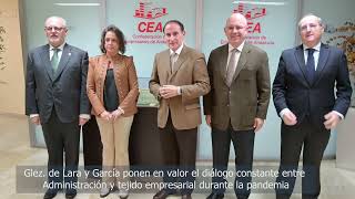 Encuentro institucional en CEA con la consejera de Salud y Consumo de la Junta de Andalucía