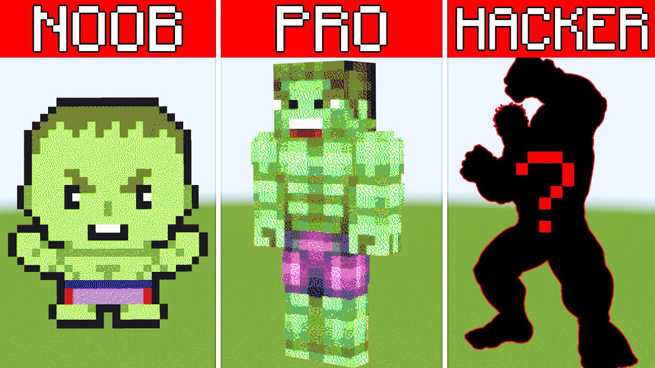 Pixel Art NOOB vs PRO vs HACKER Hulk in Minecraft - YouTube
