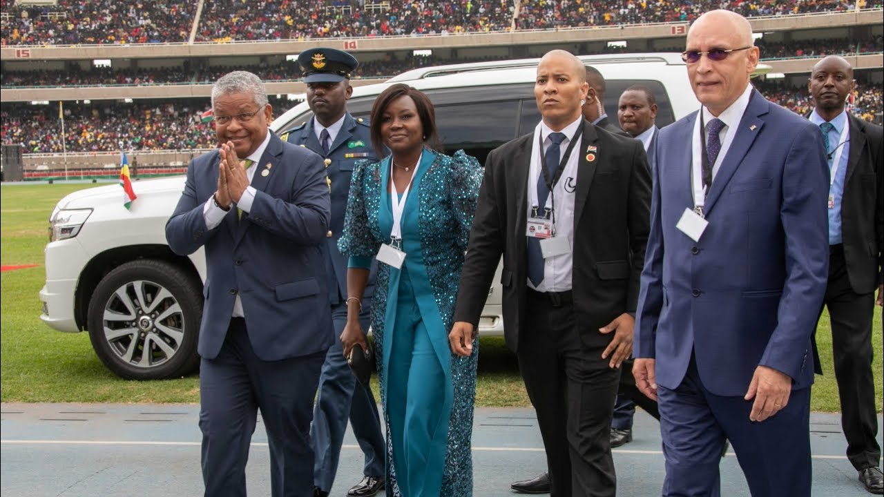 SEYCHELLES PRESIDENT WAVEL RAMKALAWAN ARRIVES AT KASARANI FOR RUTO'S SWEARING-IN!!