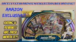 INSANE PULLS!! NEW Arceus VSTAR Premium Collection AMAZON EXCLUSIVE Box Opening + Rating \& Review!!