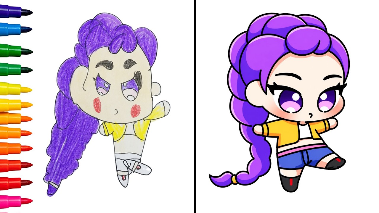 🎤💖 Mom teaches child to Draw RUMI from KPOP DEMON HUNTERS 🌈 Easy & Fun ...
