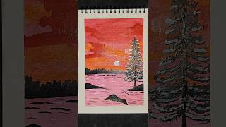 🌅 Beautiful Sunset Painting | Aesthetic Landscape Art ✨