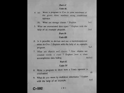 BCA 3rd Sem 2021 || Object Oriented Programming With C++ || question ...