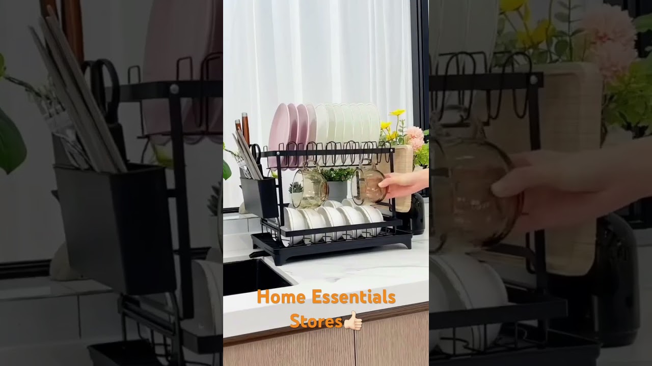 Multi-Sectional Dish Rack With Gutter Drainage