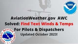 Solved: Find Text Winds & Temps Aloft new Aviation Weather Center for Pilots & Dispatchers Oct 2023 screenshot 5