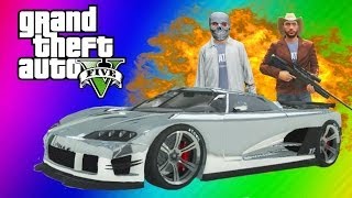 GTA 5 Online Funny Moments Gameplay  Chrome Car Chase, Jumps, Bus Trick, Dump Truck (Multiplayer)