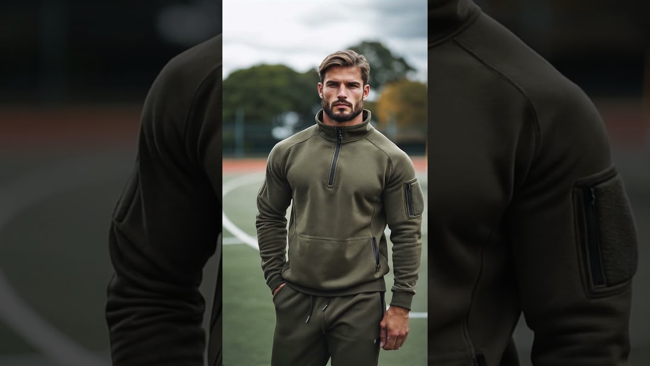 Men's Outdoor Sports Polar Fleece Stand Collar Half Zip Sweatshirt