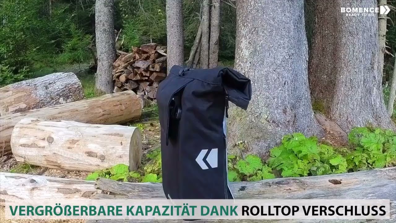 Bomence Urban Create Fahrradtasche und Rucksack 2-in-1, Rucksackfunktion Gepäckträgertasche Rolltop