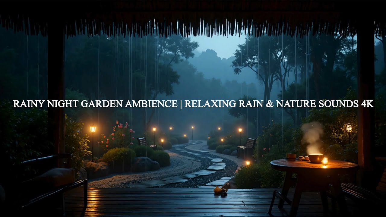 Rainy Night Garden Ambience | ASMR Relaxing Rain 4K - YouTube