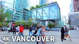 【4K】Downtown Vancouver Summer Walk,  Art Gallery， Canada Place， Travel Canada, Binaural City Sounds