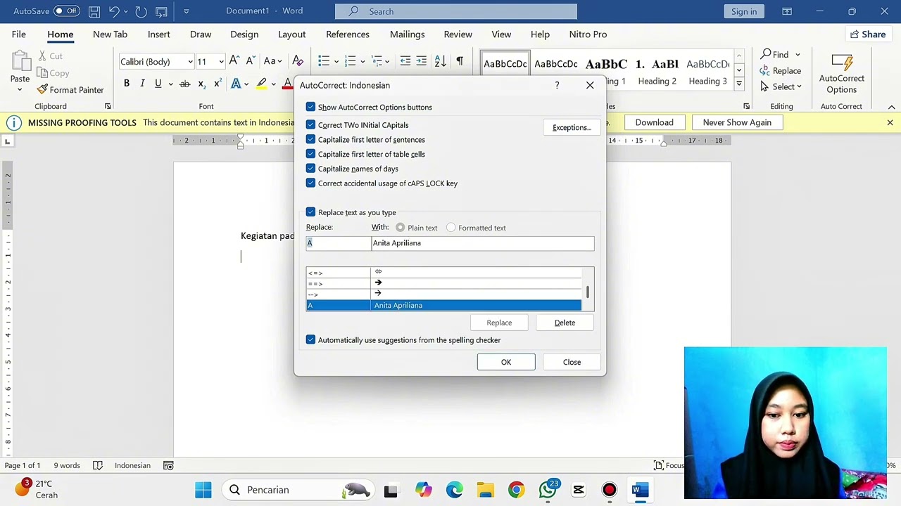 Tutorial membuat Auto Correct di Microsoft Word 
