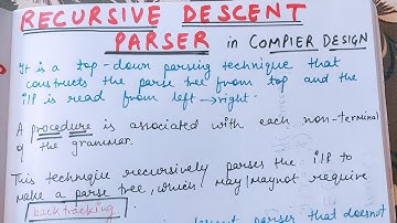 Lecture-22 Recursive descent parser with example in COMPILER DESIGN