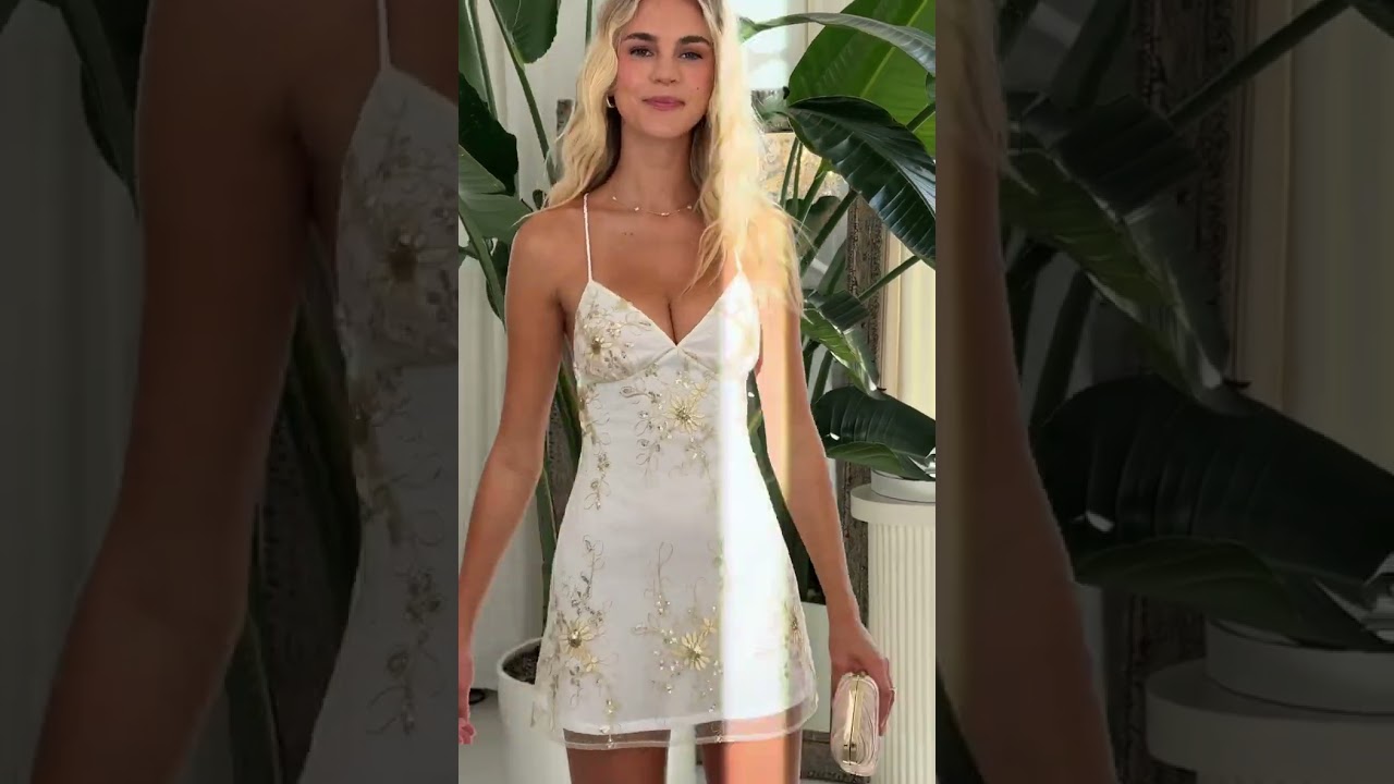 Sparkle in Ivory: Sequin Embroidered Open Back Dress  - YouTube