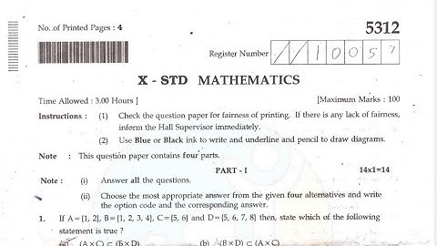 10th std maths first revision exam model question paper 2023