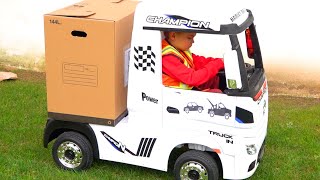 pretend play hide and seek in the delivery truck