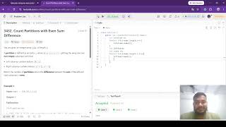 Leetcode Problem :3432. Count Partitions with Even Sum Difference (Java Solution)