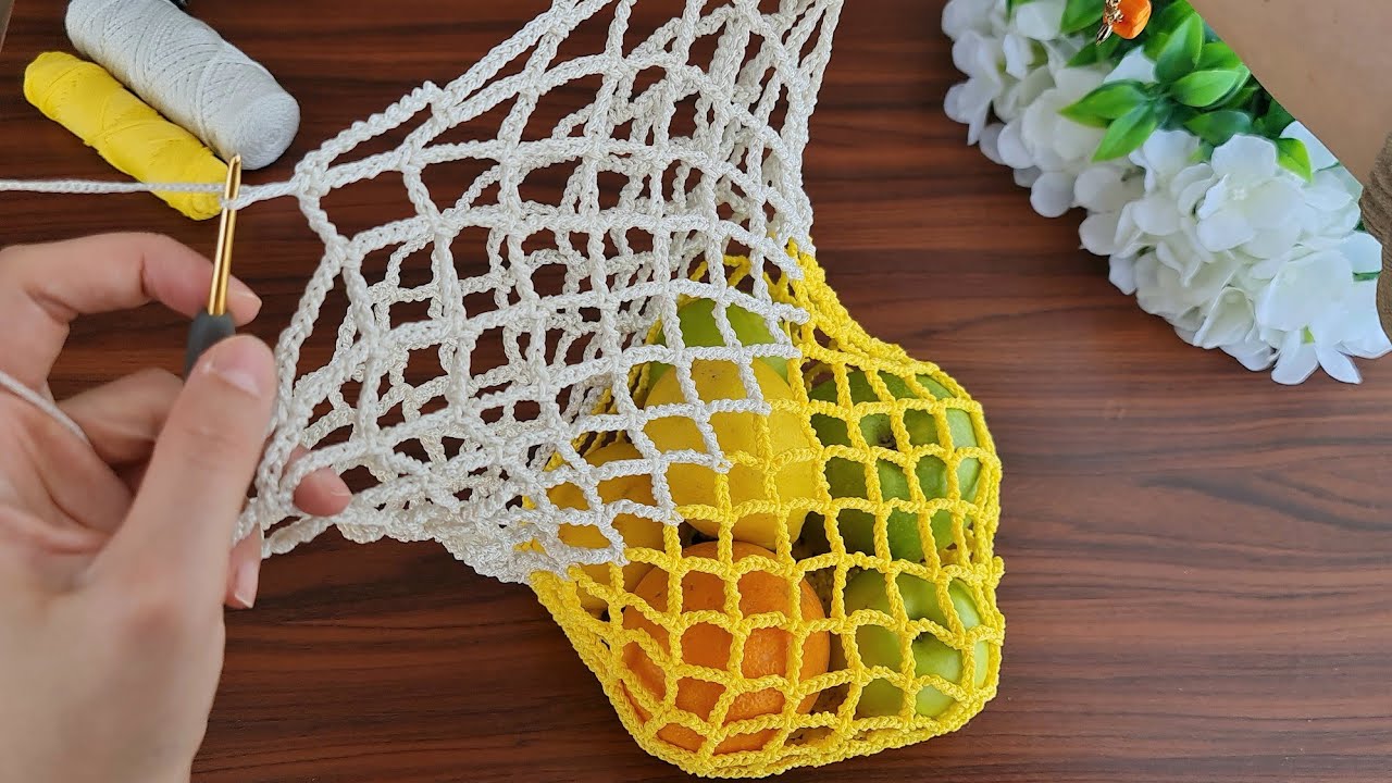Crochet Market Bag! Reusable, Washable, Fun! Crochet mesh market bag