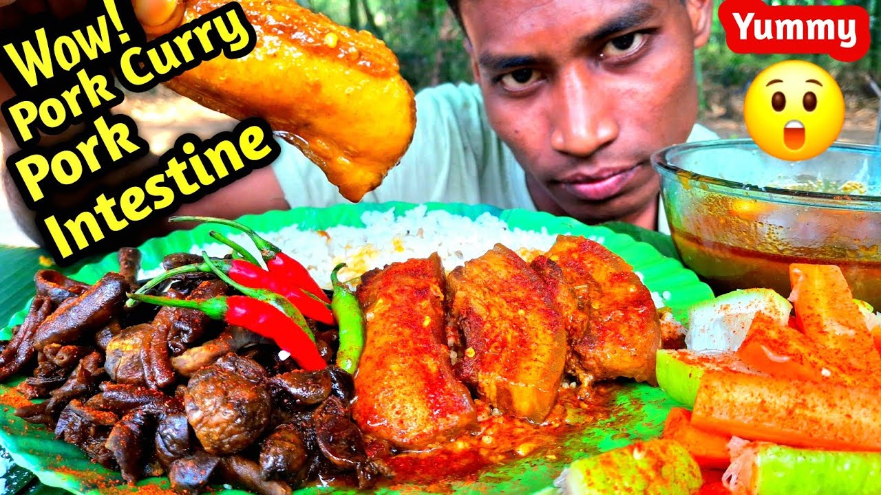 Spicy Pork Curry & Pork Intestine Mukbang 🔥😋 | Desi Style Eating