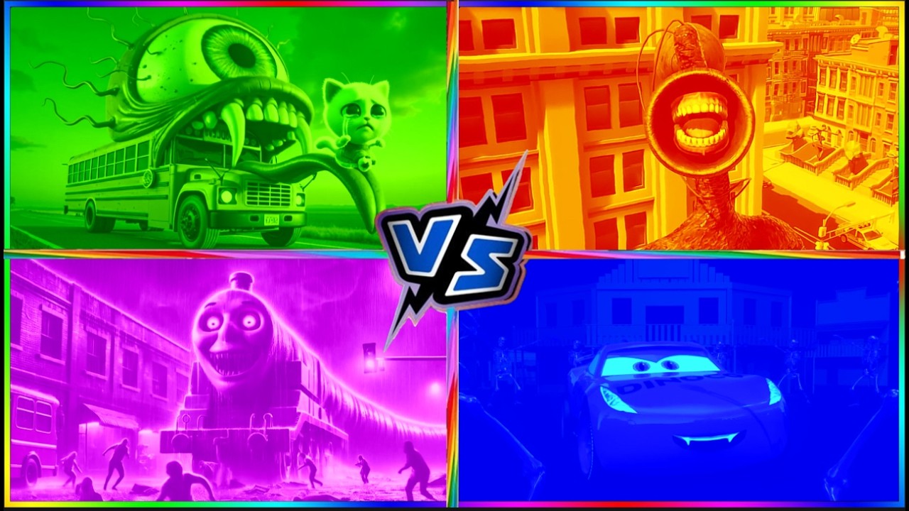 🚌 School Bus Monster🆚📢 Siren Head🆚🚆 Train Eater 🆚🚜McQueen 🎶CoffinDance Song#07