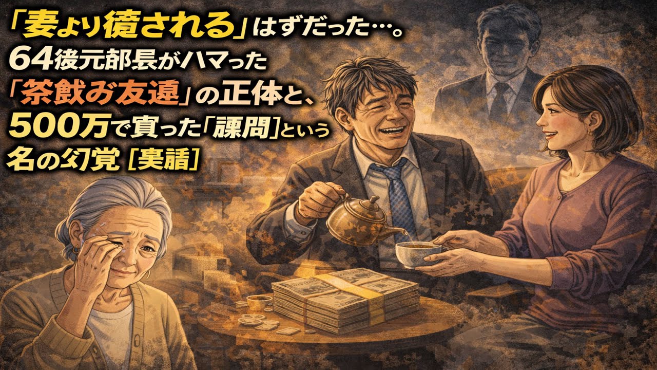 「妻より癒される」はずだった…。64歳元部長がハマった「茶飲み友達」の正体と、500万で買った「顧問」という名の幻覚。【シニア朗読雑学】