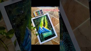 Aurora Borealis Mountain Landscape Painting | Oil pastel Art Tutorial #shorts #aurora