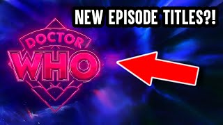 Doctor Who Season 2 NEW Opening Titles (LEAKED)