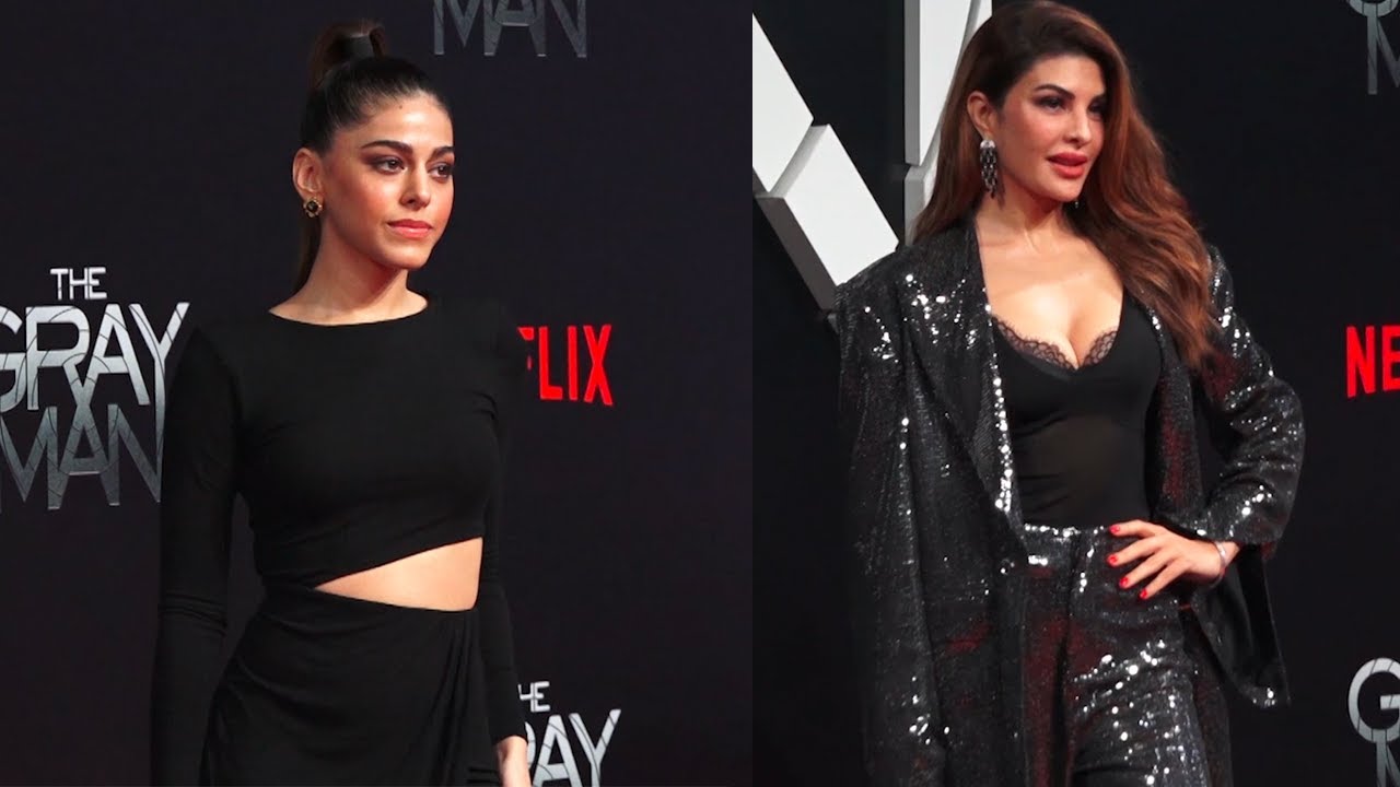 The Gray Man Premiere: Jacqueline Fernandez-Alaya F cast their black magic;  Babil Khan poses for shutterbugs on red carpet