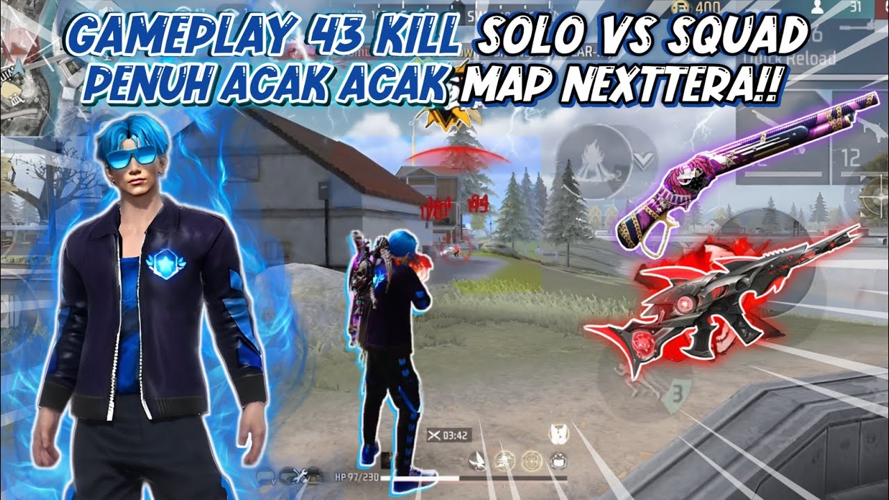 GAMEPLAY SOLO VS SQUAD 43 KILL ACAK ACAK MAP NEXTTERA!! - FREE FIRE ...