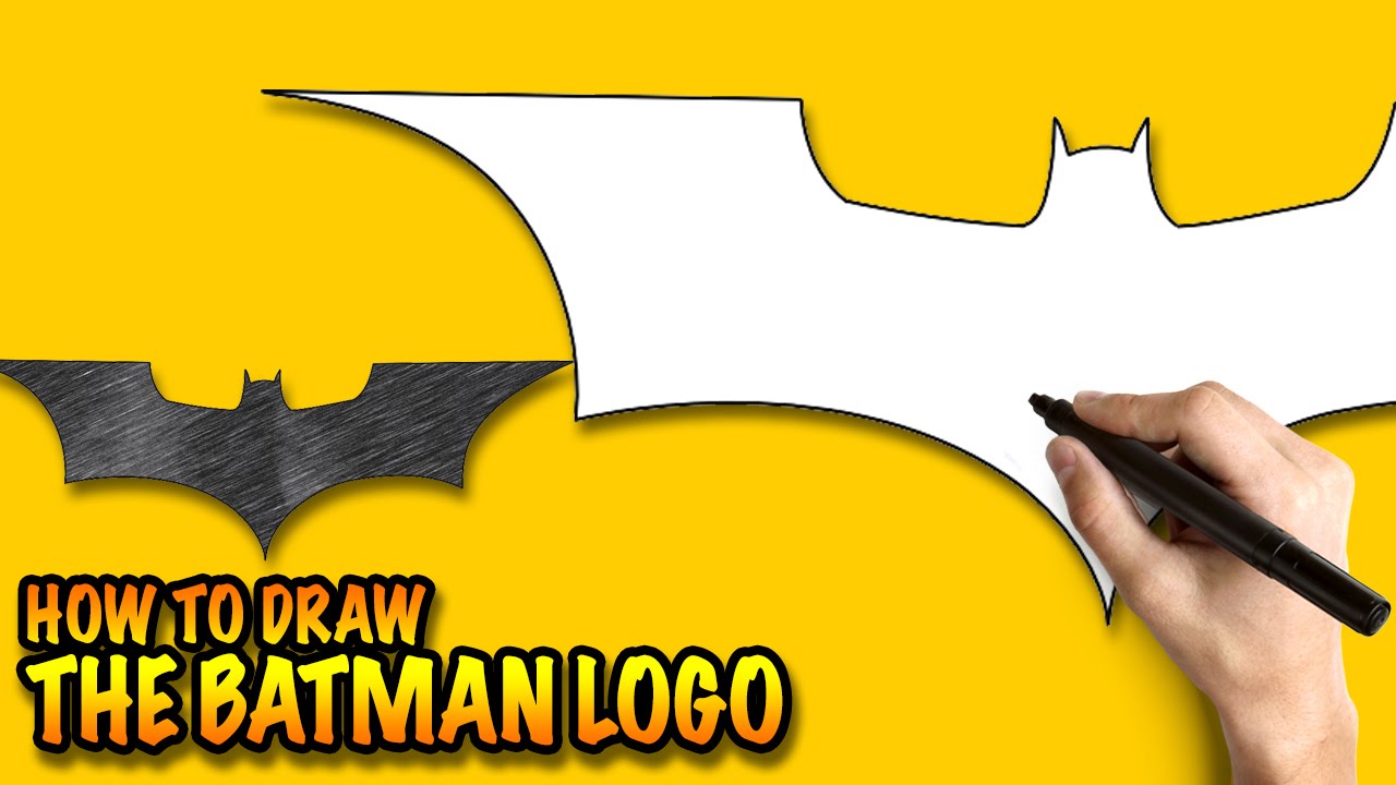 How to draw the Batman Logo - Easy step-by-step drawing lessons for kids -  YouTube