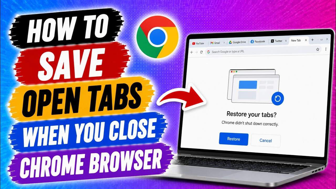 How To Save Open Tabs When You Close Chrome Browser | How To Create Tab ...