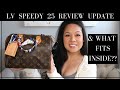 LOUIS VUITTON SPEEDY 25 REVIEW UPDATE | WHAT FITS INSIDE | 1 YEAR REVIEW