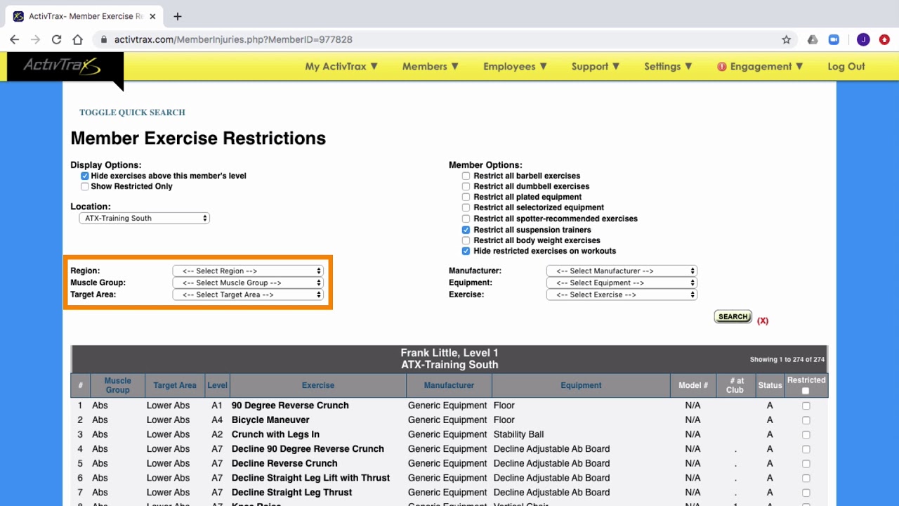 ActivTrax Restrictions and Weight Adjustments - YouTube
